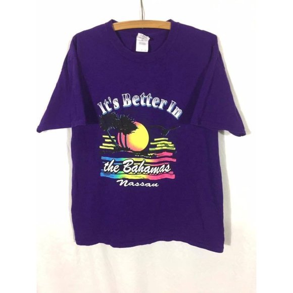 Retro It's Better in the Bahamas Palm Beach Sunset Men's T-Shirt - Picture 1 of 3